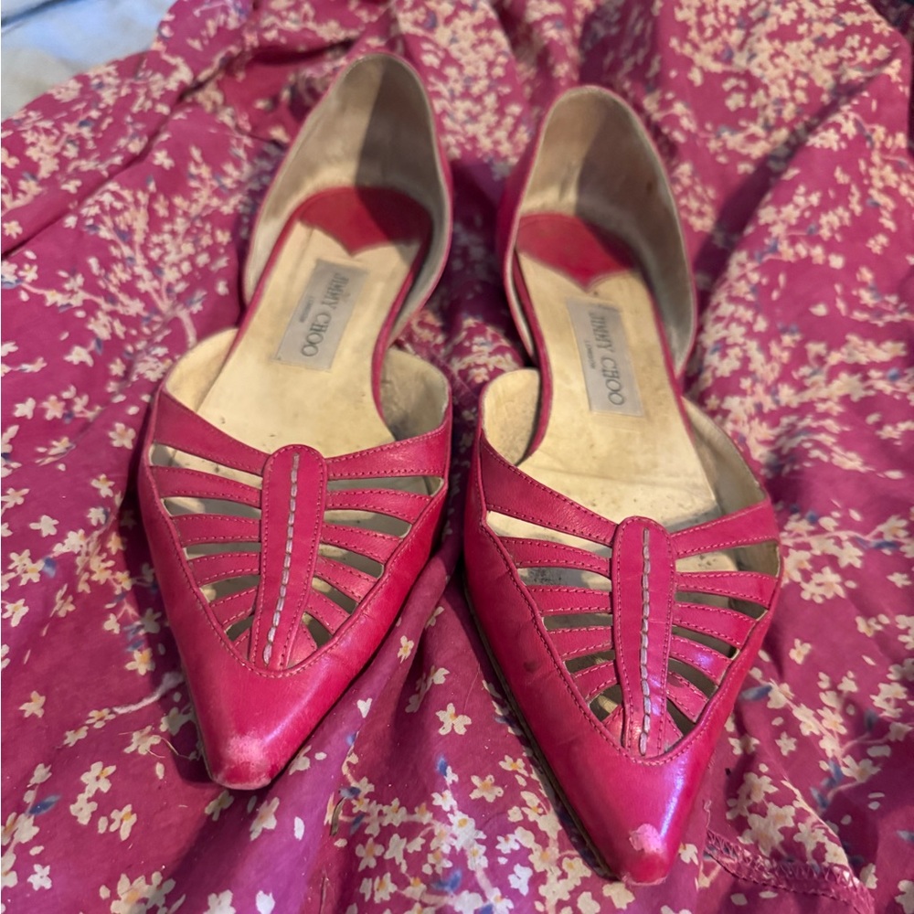 Jimmy Choo Pink Pointed-Toe Flats